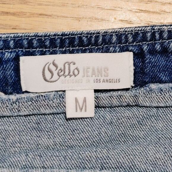 Cello Jeans Raw Hem Denim Asymmetrical Mini Wrap Skirt Distressed Blue Womens M - Picture 3 of 7